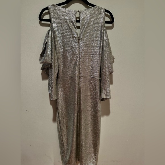 RACHEL Roy Wrap Gold Metallic Off Shoulder Dress - Picture 4 of 12